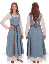 ANNA Wool Blue- Medieval Viking Wool Apron Dress